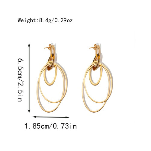 Elegant Classic Style Oval Plating Stainless Steel Gold Plated Drop Earrings