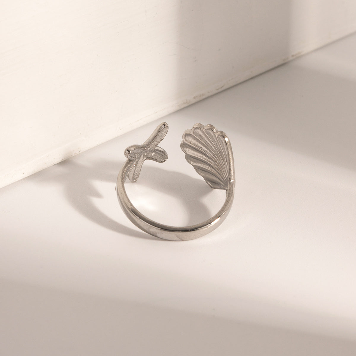 Ig Style Starfish Shell Stainless Steel Open Rings