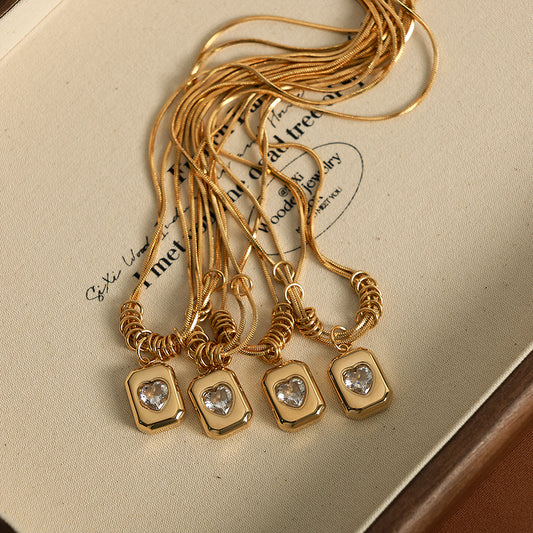 Vintage Style Simple Style Heart Shape Titanium Steel 18K Gold Plated Pendant Necklace