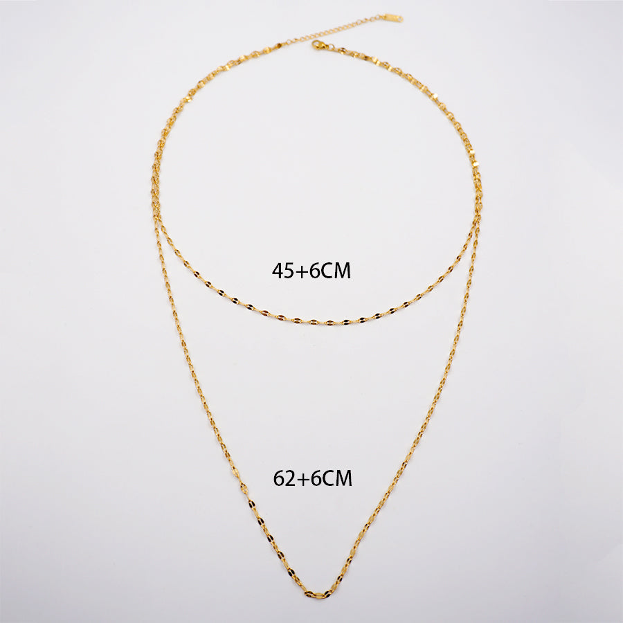 Simple Solid Color Titanium Steel Plating Gold Plated Double Layer Necklaces
