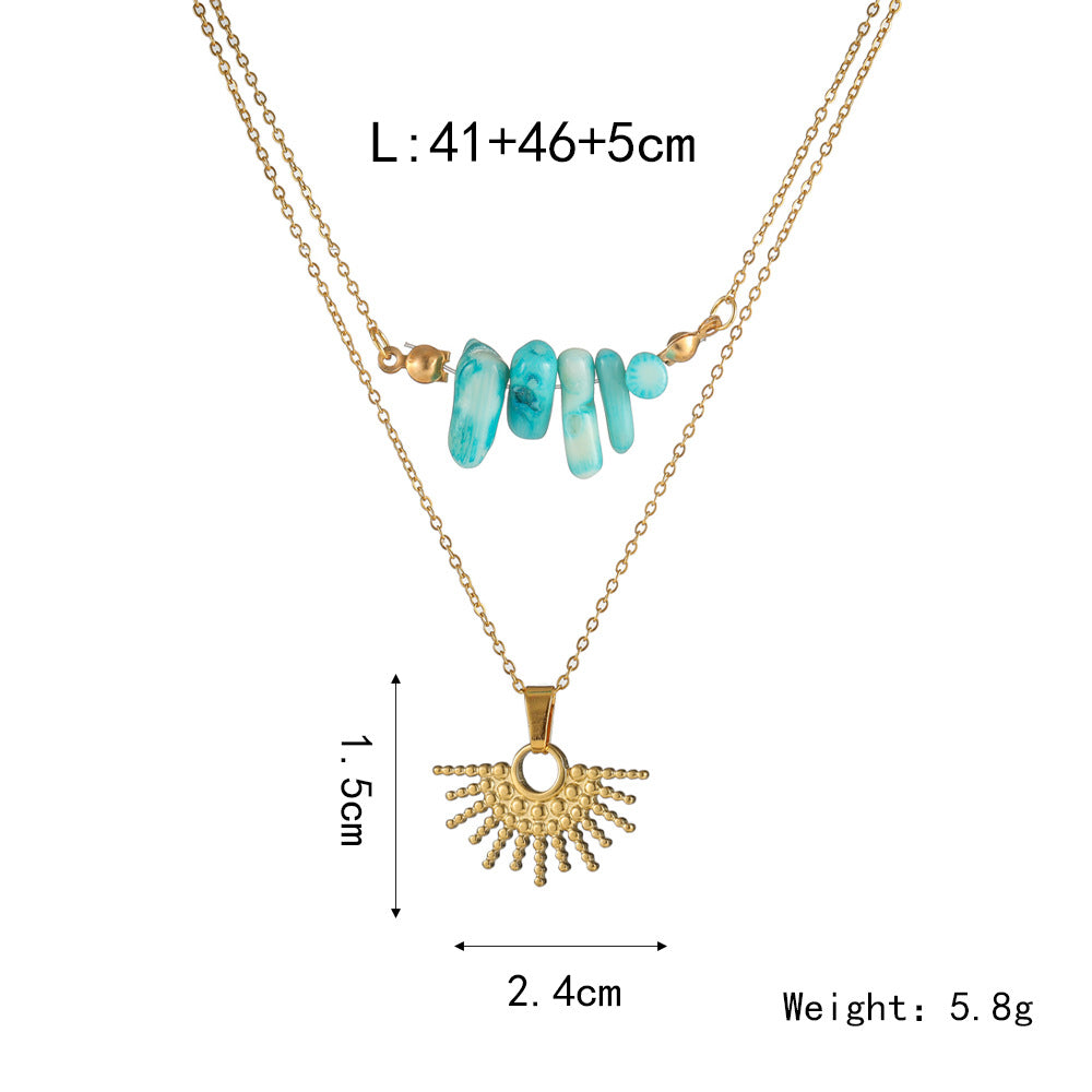 Stainless Steel 18K Gold Plated Double Layer Necklaces