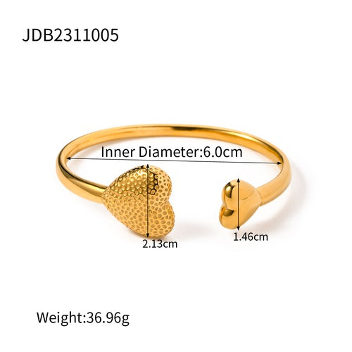 IG Style Heart Shape Stainless Steel 18K Gold Plated Bangle
