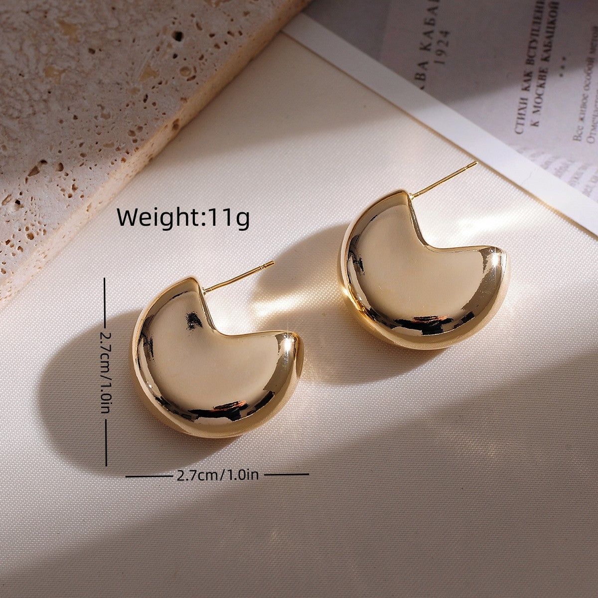 Simple Style Geometric Copper 18k Gold Plated Ear Studs