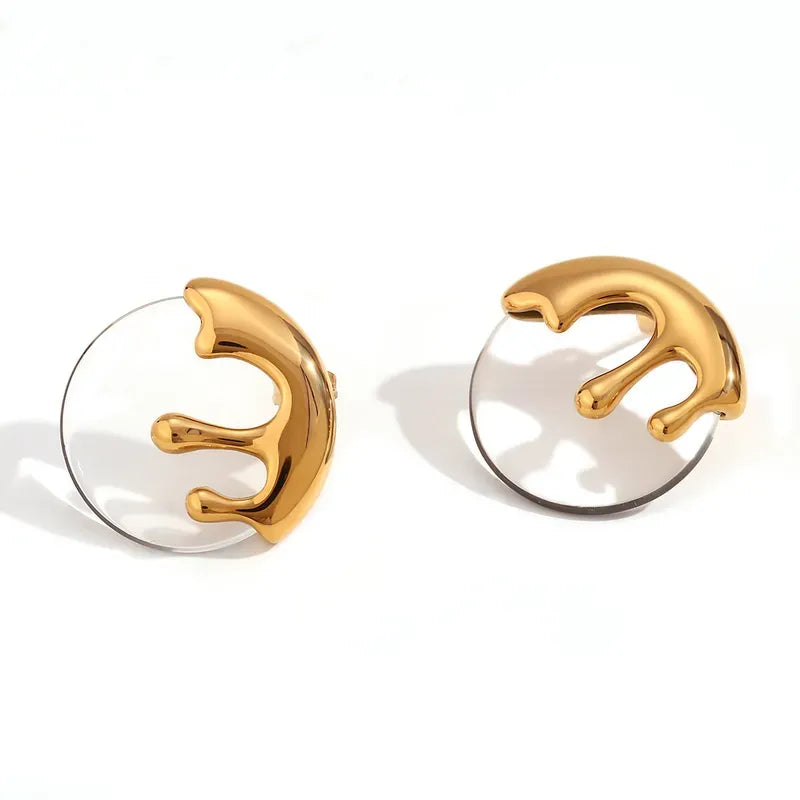 Vintage Style Simple Style Classic Style Round Plating Stainless Steel Arylic 18k Gold Plated Ear Studs