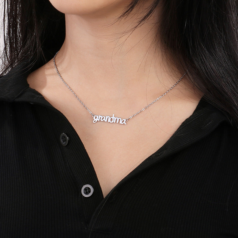 Simple Style Letter Titanium Steel Hollow Out Necklace