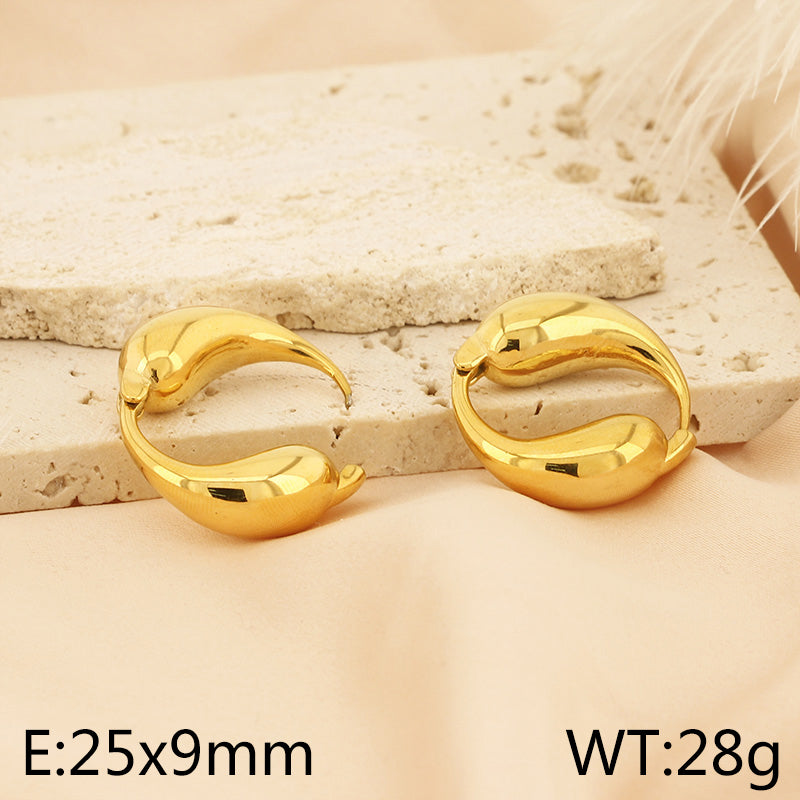 Basic Solid Color Plating Titanium Steel Gold Plated Earrings
