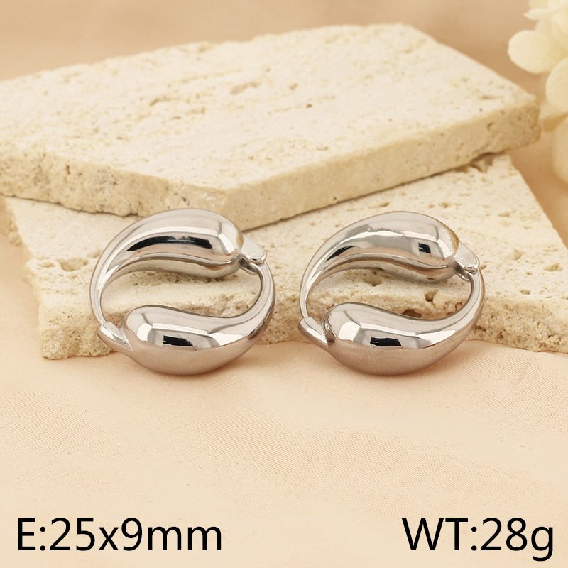 Basic Solid Color Plating Titanium Steel Gold Plated Earrings