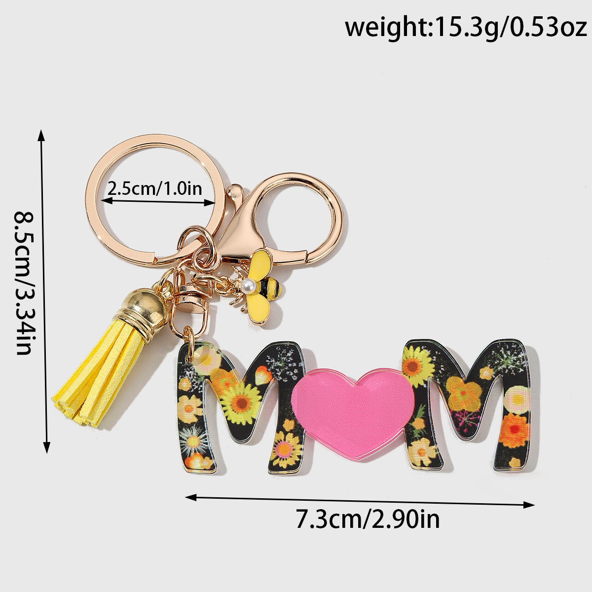 Romantic Letter Heart Shape Bee Arylic Printing Plating Inlay Artificial Pearls Gold Plated Mother's Day