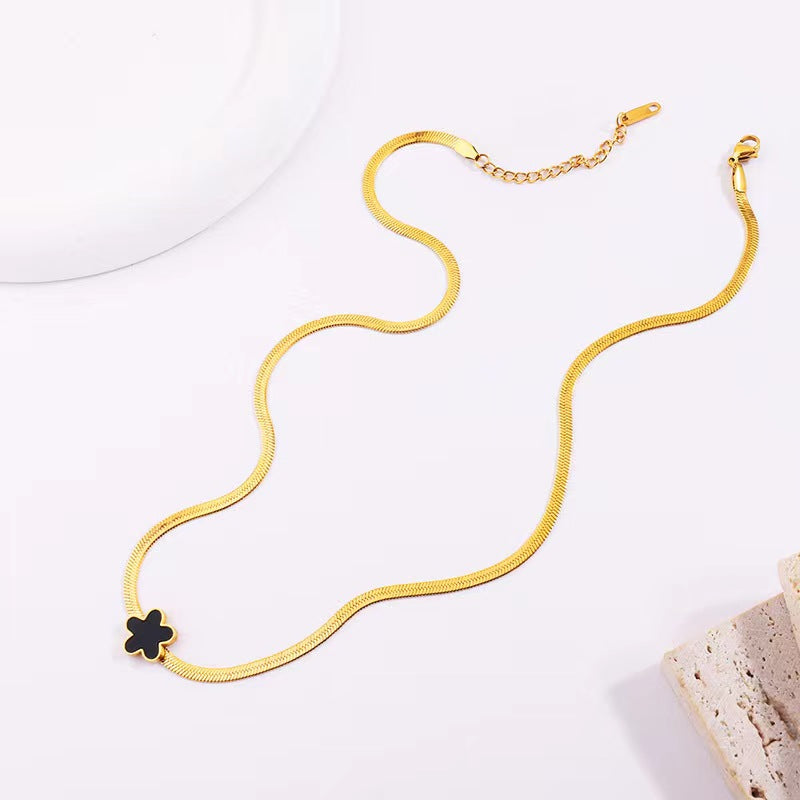Simple Style Flower Stainless Steel Necklace