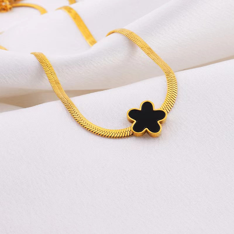 Simple Style Flower Stainless Steel Necklace