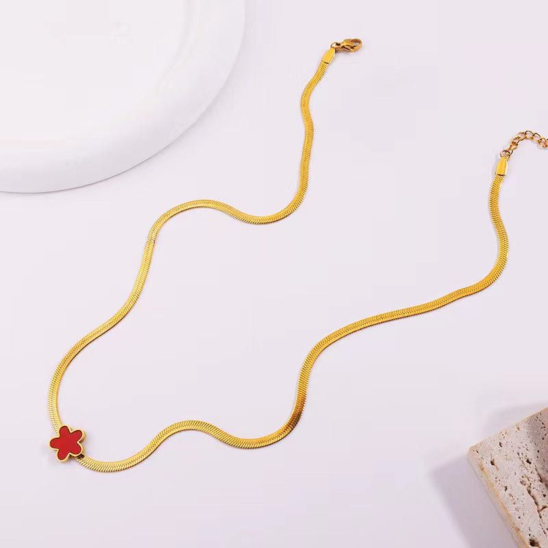 Simple Style Flower Stainless Steel Necklace