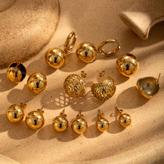 IG Style σκουλαρίκια σε διάφορα στρογγυλά μοτίφ  από επιχρυσωμένο 18Κ ατσάλι