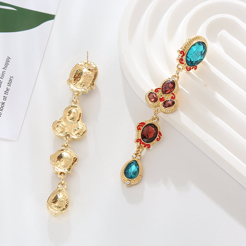 Simple Style Shiny Oval Water Droplets Inlay Alloy Glass Gold Plated Drop Earrings