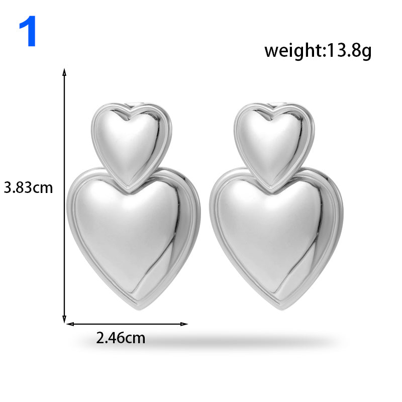 Ig Style Simple Style Star Heart Shape Rectangle Stainless Steel Earrings