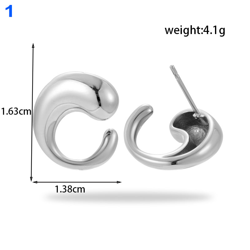 Ig Style Simple Style C Shape Geometric Heart Shape Plating Stainless Steel 18k Gold Plated Earrings