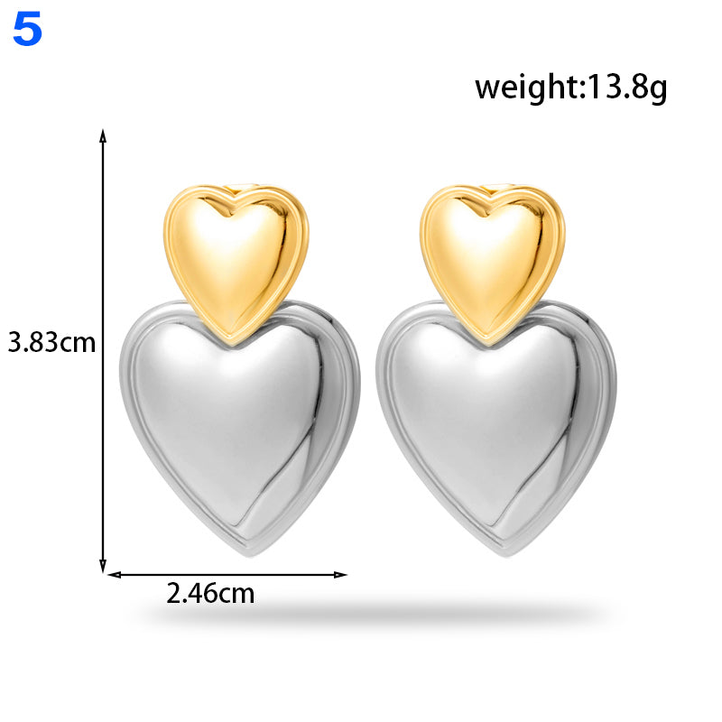 Ig Style Simple Style C Shape Geometric Heart Shape Plating Stainless Steel 18k Gold Plated Earrings