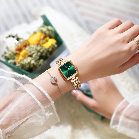 Elegant Solid Color Jewelry Buckle Quartz Women's Watches, pack of 2 pieces