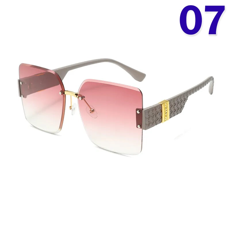 Retro Sweet Color Block Ac Square Frameless Women's Sunglasses, pack of 2 pieces