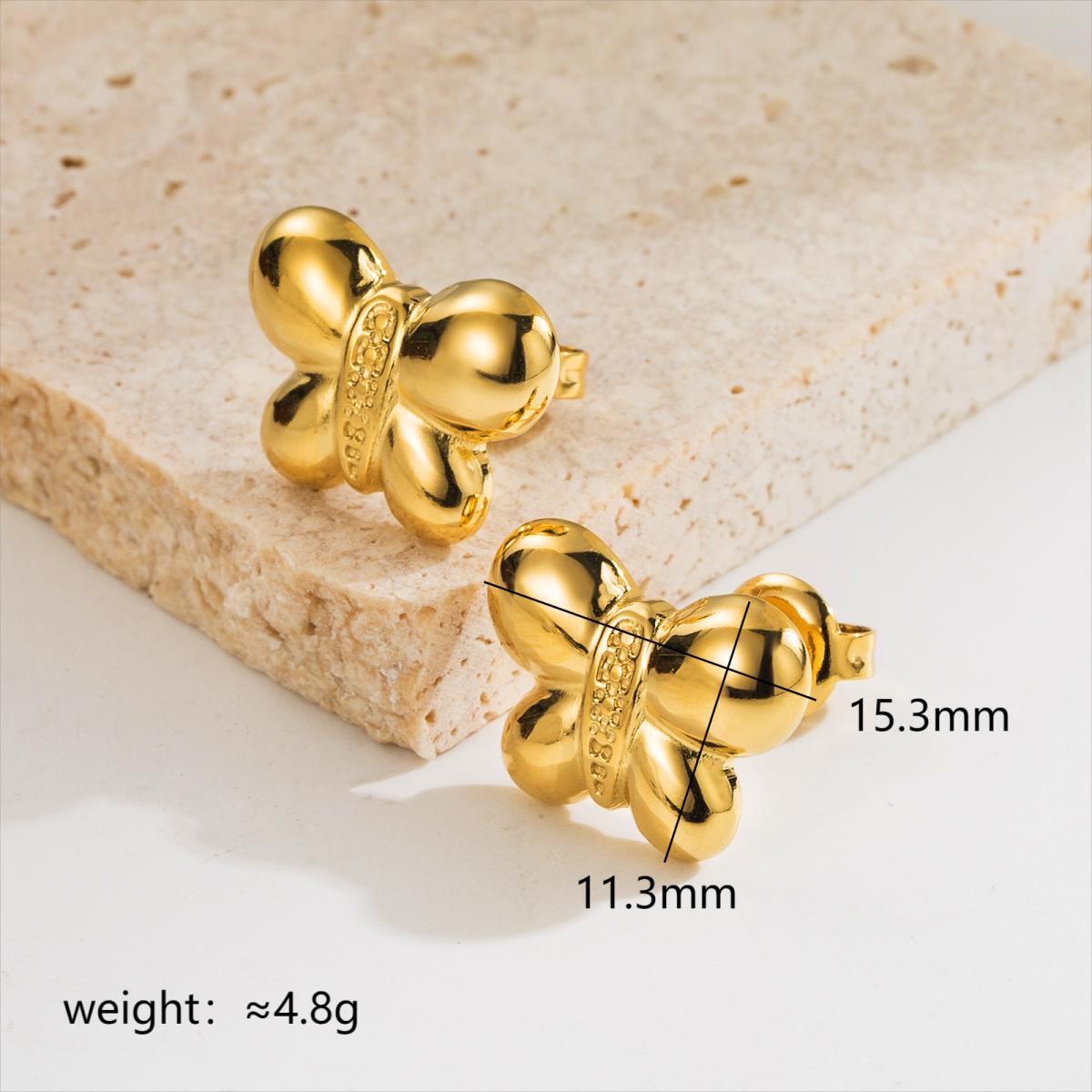 Bow Knot Plating Stainless Steel 14K Gold Plated Ear Studs