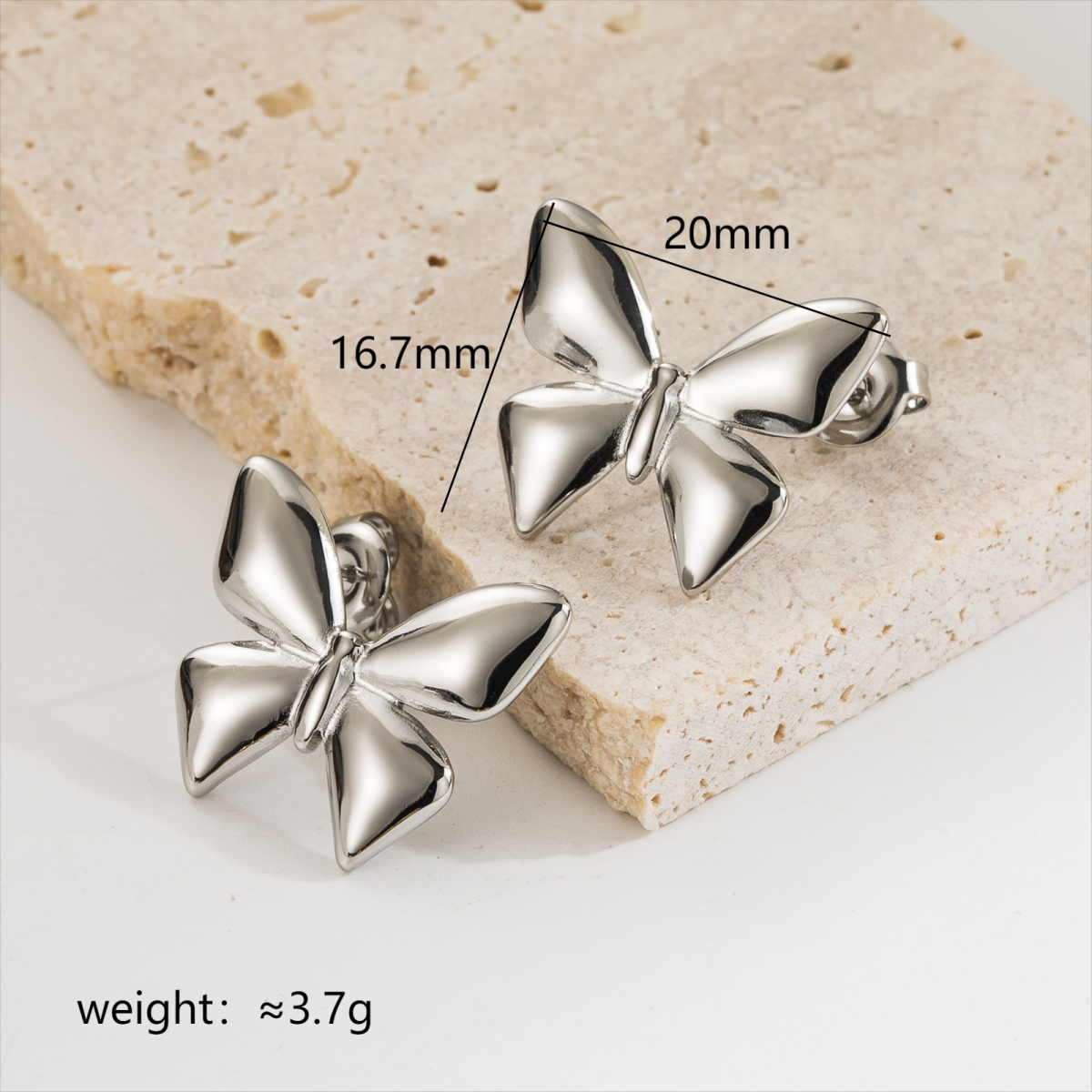 Bow Knot Plating Stainless Steel 14K Gold Plated Ear Studs