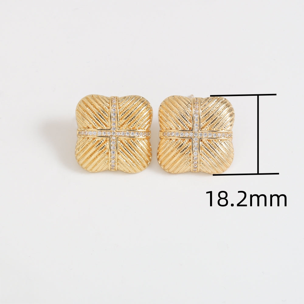 Classic κομψά σκουλαρίκια σε τετράγωνο σχήμα με στρας από χαλκό