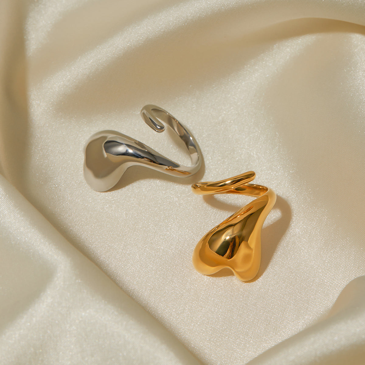 IG Style ανοιχτό δαχτυλίδι σε σχήμα καρδιάς από ατσάλι