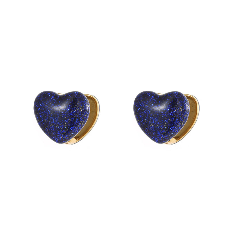 Heart Shape Resin Titanium Steel Earrings