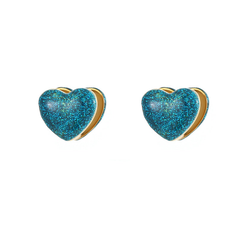 Heart Shape Resin Titanium Steel Earrings