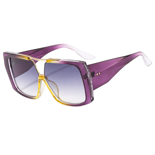 Elegant Gradient Color Leopard Pc Toad Glasses Full Frame Women's Sunglasses