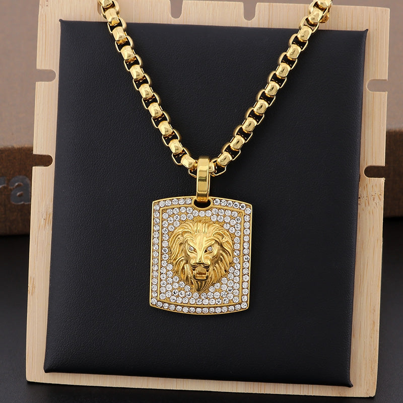 Stainless Steel Rhinestones 18K Gold Plated Plating Inlay Pendant Chain