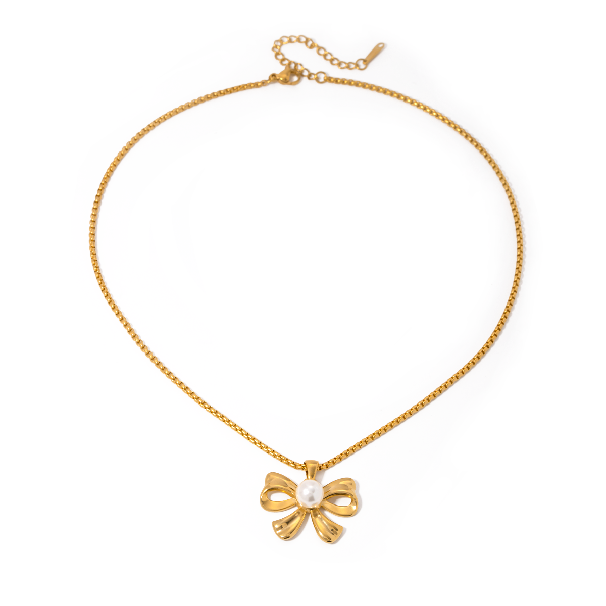 Stainless Steel IG Style Elegant Bow Knot Plating Inlay Artificial Pearls Pendant Necklace