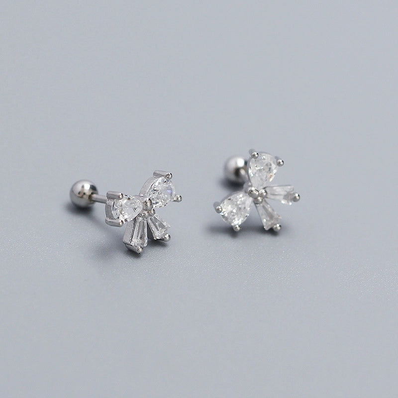 Sweet Bow Knot Plating Sterling Silver Ear Studs