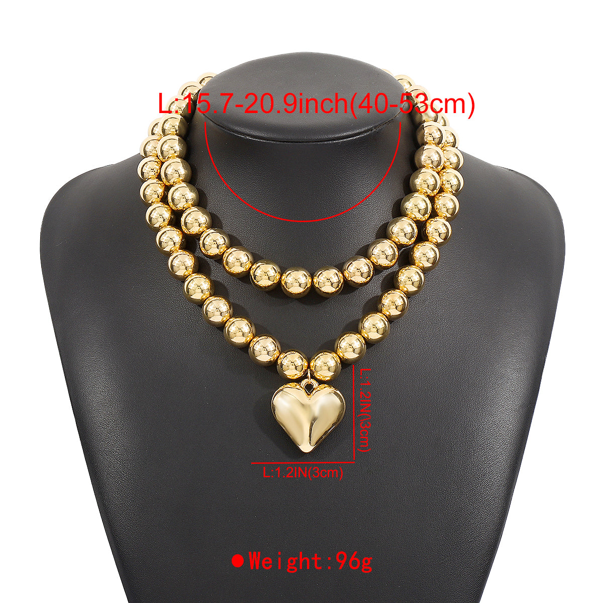 Punk Heart Shape CCB Beaded Women's Necklace