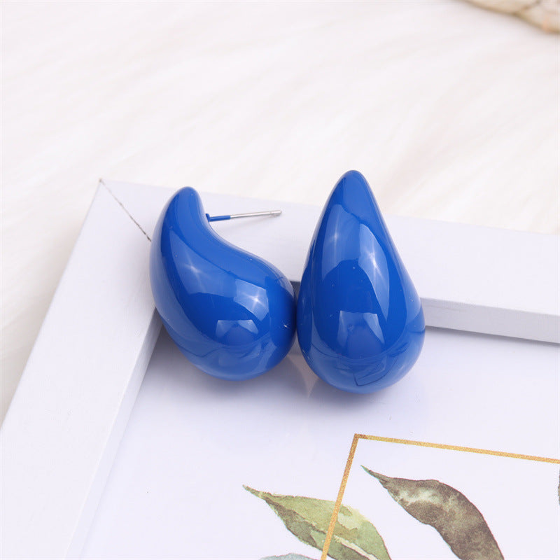 Water Droplets Spray Paint Arylic Ear Studs