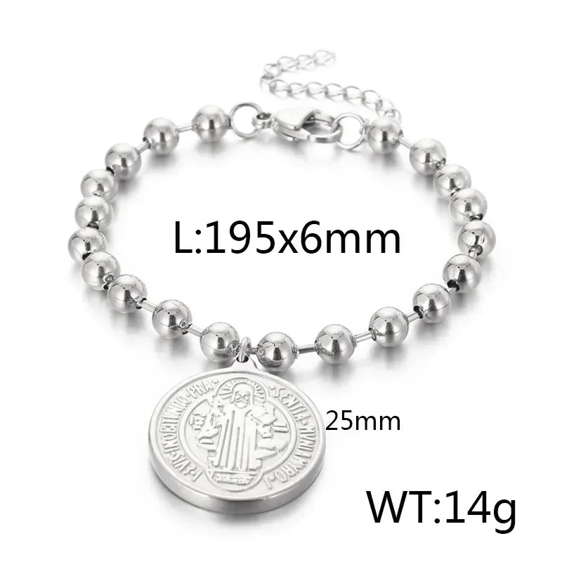 Stainless Steel Titanium Steel Simple Style Human Round Plating Bracelets