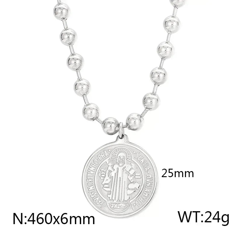 Stainless Steel Titanium Steel Simple Style Human Round Plating Necklace