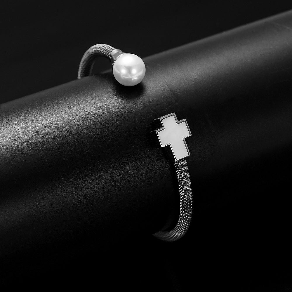 Stainless Steel Simple Style Cross Plating Bangle