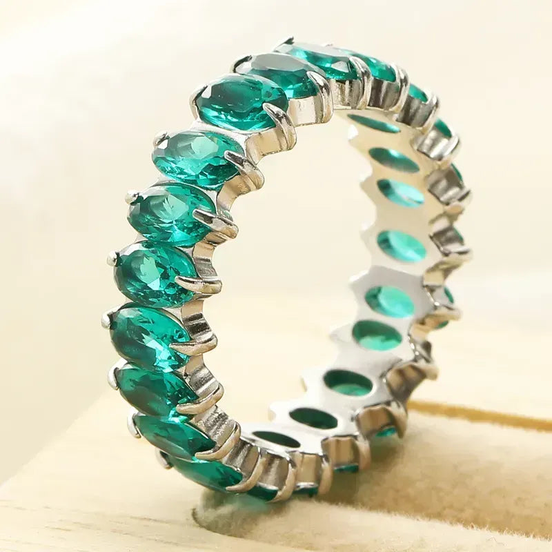 Elegant γεωμετρικό δαχτυλίδι με ζιργκόν σε ασημί επιμετάλλωση από ατσάλι τιτανίου 