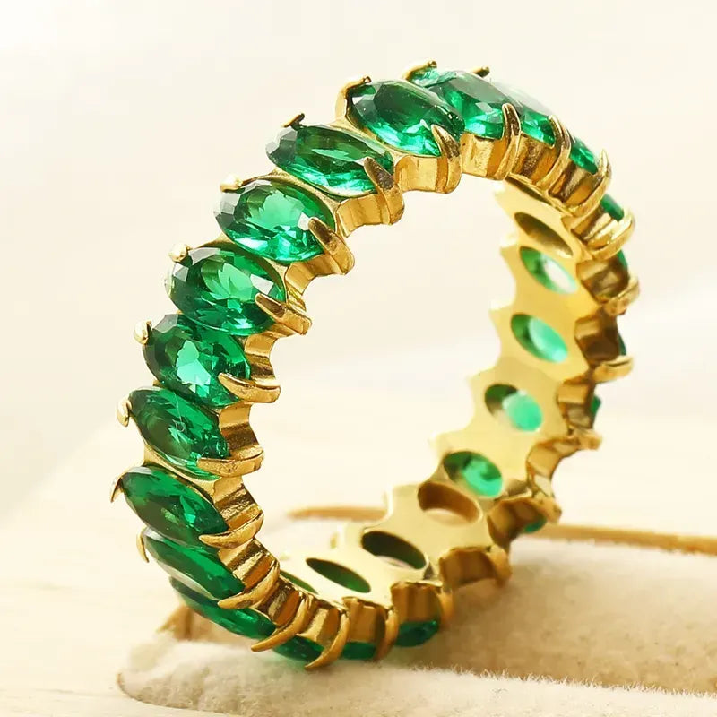 Elegant δαχτυλίδι με ζιργκόν από επίχρυσο ατσάλι τιτανίου