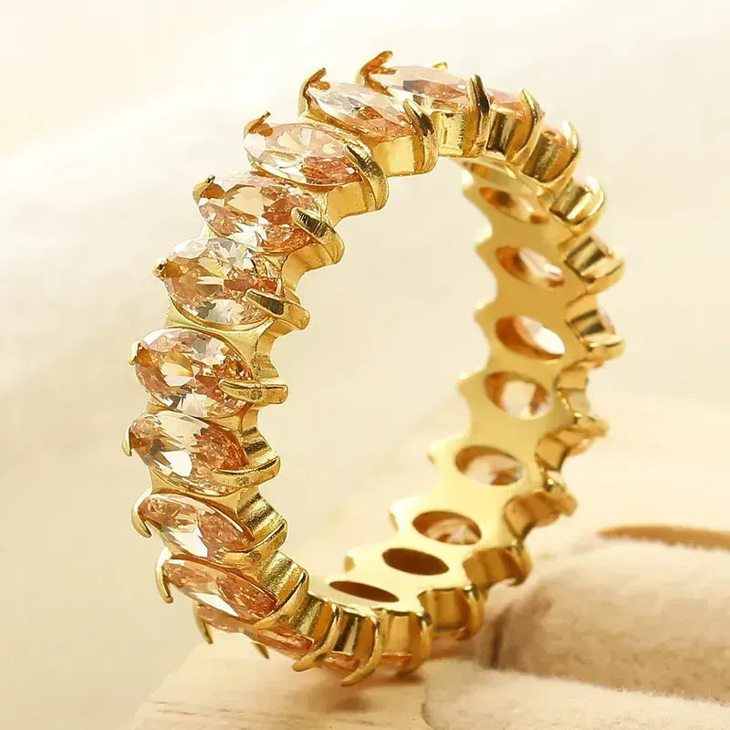 Titanium Steel Elegant Geometric Plating Golden color Rings