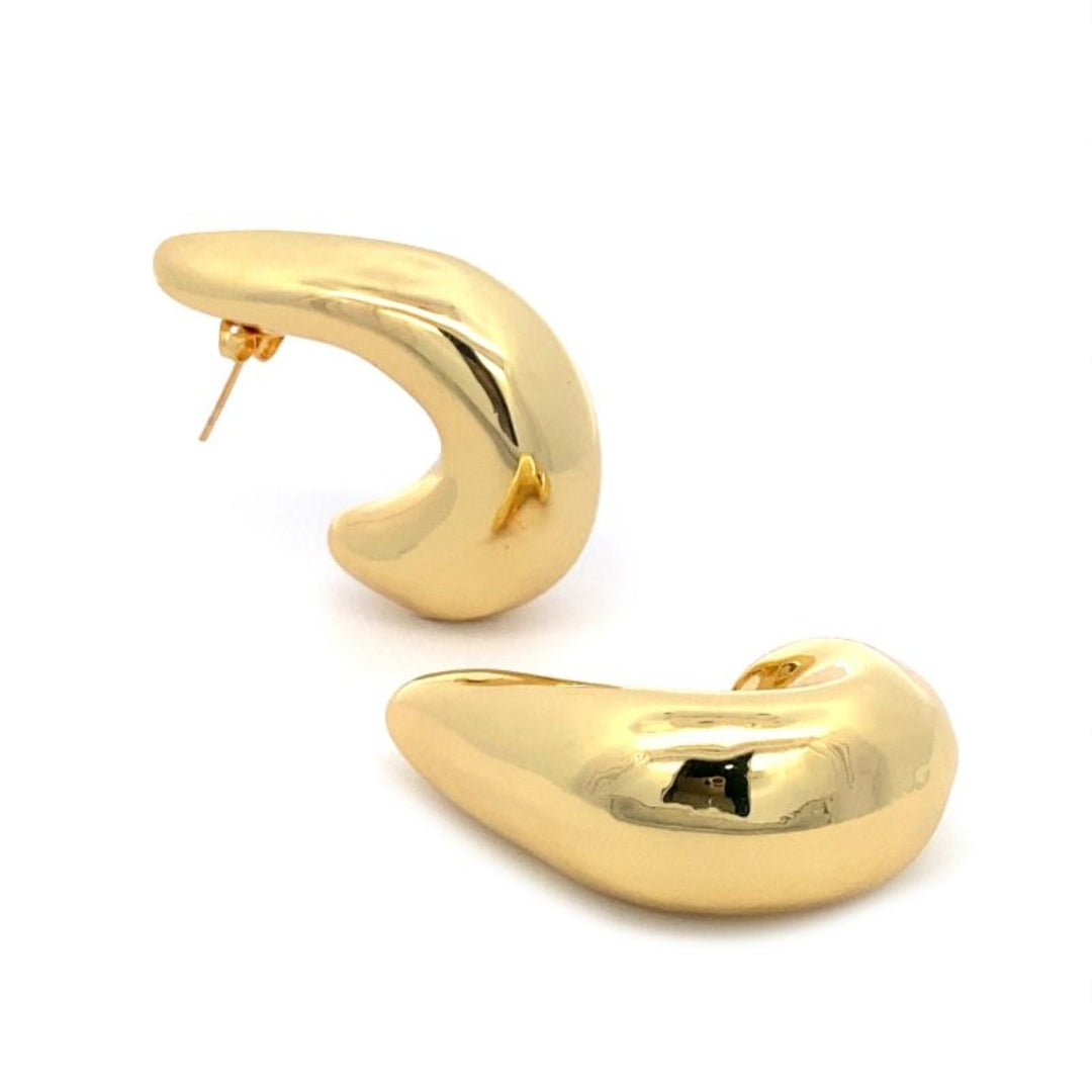 C Shape Stainless Steel 18K Gold Plated Ear Studs