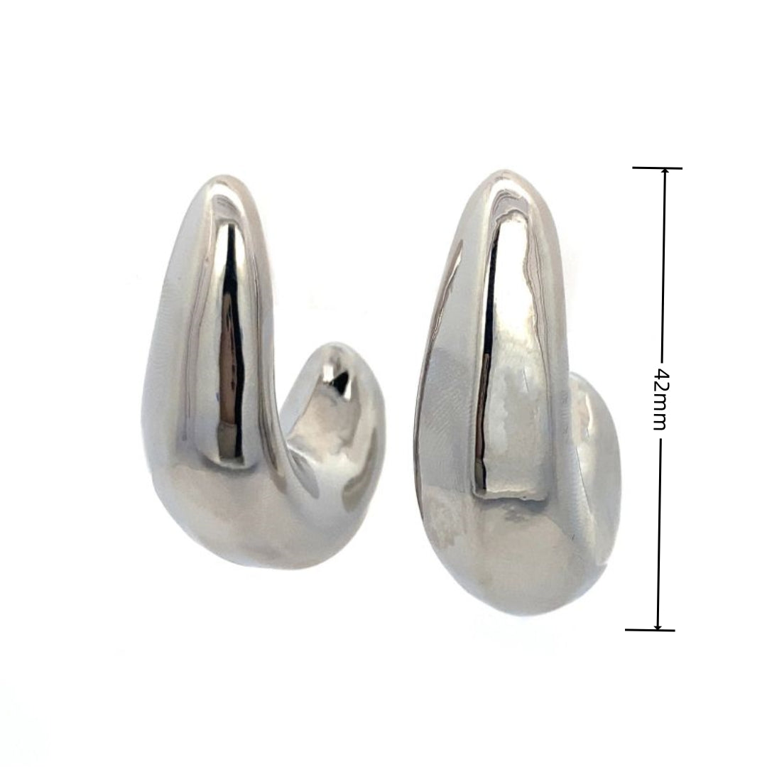 C Shape Stainless Steel 18K Gold Plated Ear Studs