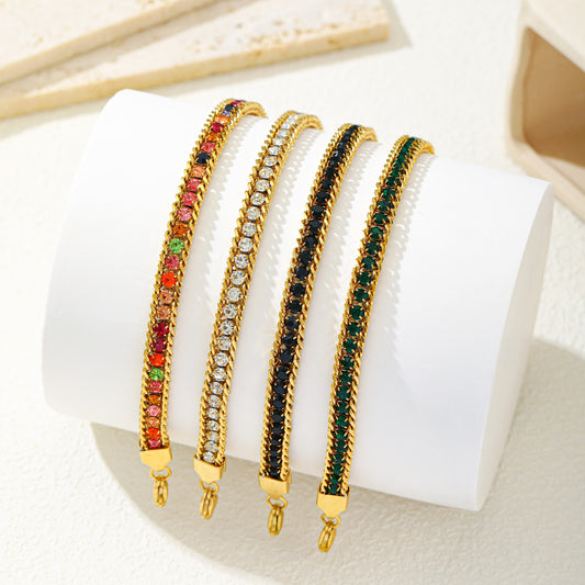 Casual Modern Style Color Block 304 Stainless Steel 18K Gold Plated Bracelets In Bulk