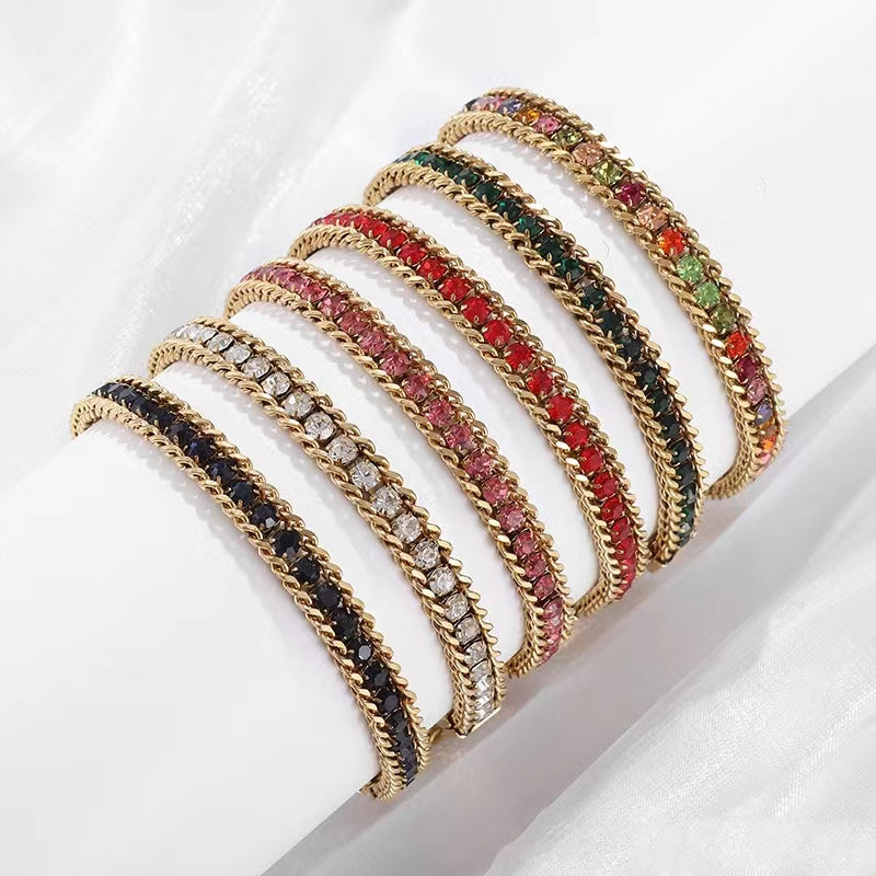 Casual Modern Style Color Block 304 Stainless Steel 18K Gold Plated Bracelets In Bulk