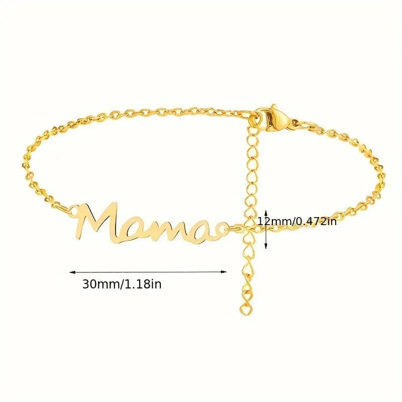 Stainless Steel 18K Gold Plated Silver Plated MAMA Letter Bracelets