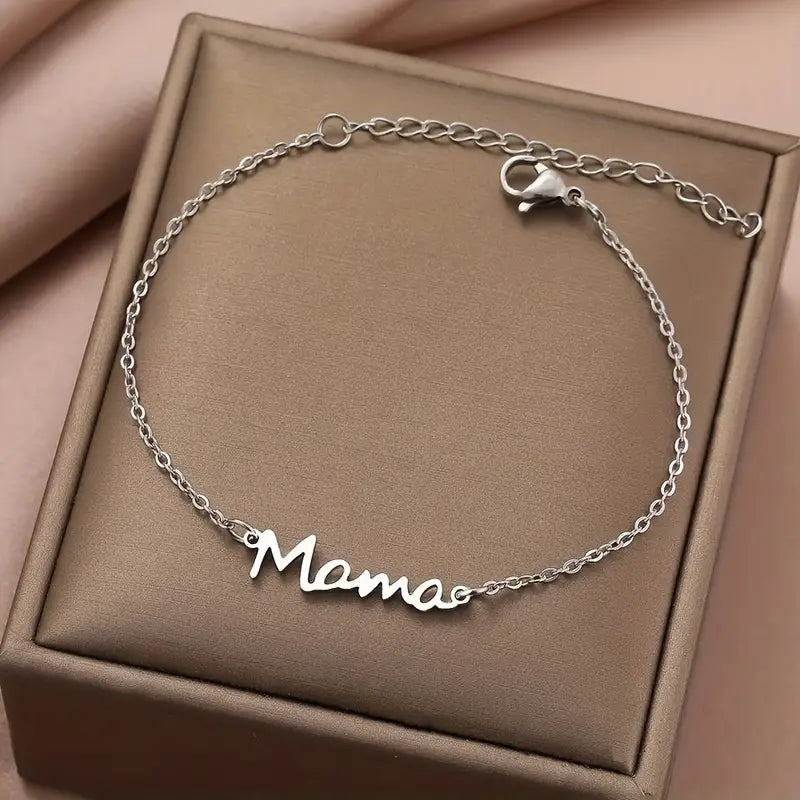 Stainless Steel 18K Gold Plated Silver Plated MAMA Letter Bracelets