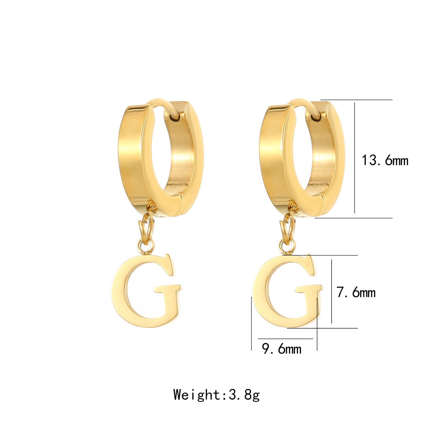 Simple Style Commute Letter Stainless Steel Titanium Steel Gold Plated Drop Earrings