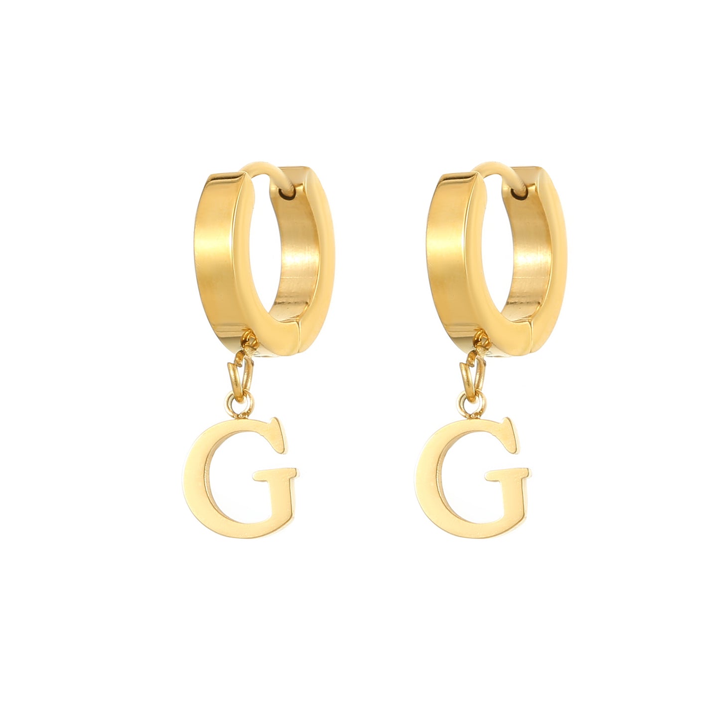 Simple Style Commute Letter Stainless Steel Titanium Steel Gold Plated Drop Earrings