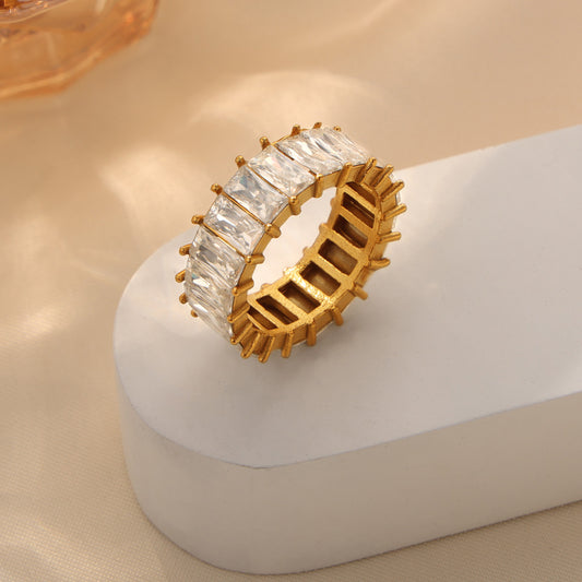 Shiny δαχτυλίδι με ζιργκόν από επιχρυσωμένο 18Κ ατσάλι τιτανίου