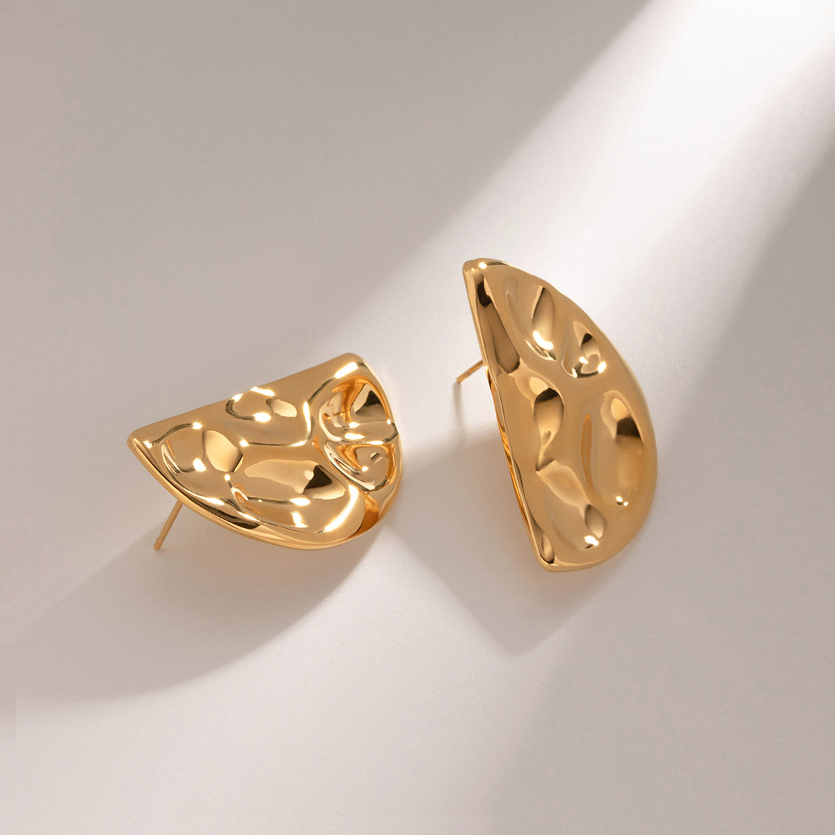 Semicircle Stainless Steel 18K Gold Plated Ear Studs
